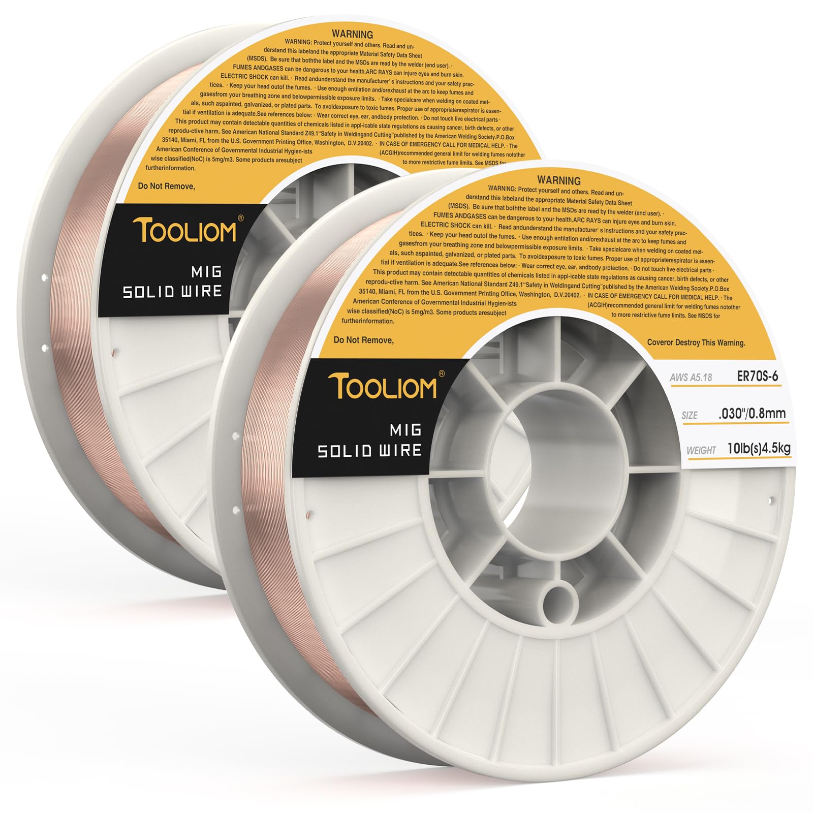 TOOLIOM ER70S-6 .030"(0.8 mm) Mild Steel MIG Solid Welding Wire on 10-Pound Spool Compatible with TL-200M TL-250M Pro 2PCS