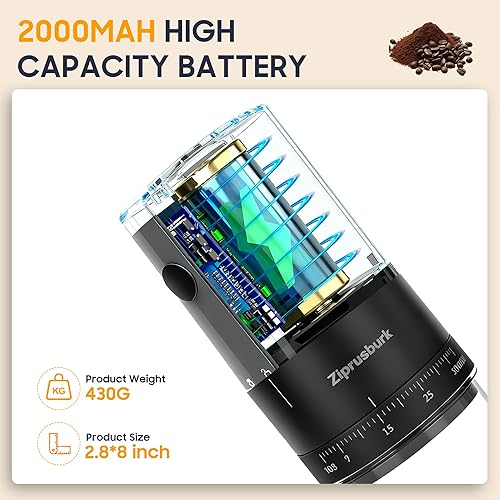 Miniatura 3 de First Grind - Molinillo de café recargable mientras se carga, molienda 1.7 veces más rápida con molinillo de café eléctrico portátil con 38 ajustes