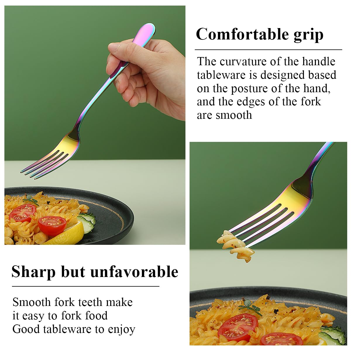 Evanda Rainbow Dinner Fork 12 Pieces, Rainbow Titanium Plating Stainless Steel 8.07inch Forks, Cake Forks, Table Forks,Dessert Forks, Easy To Clean, Dishwasher Safe — Amazon image 6