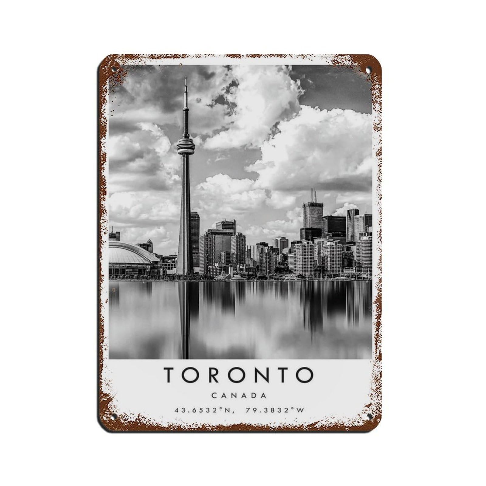 Toronto Travel, Toronto Canada Posters Retro Poster Metal Tin Sign Chic Art Retro Iron Painting Bar People Cave Cafe Family Garage Poster Wall Decoration 12x16inch(30x40cm)