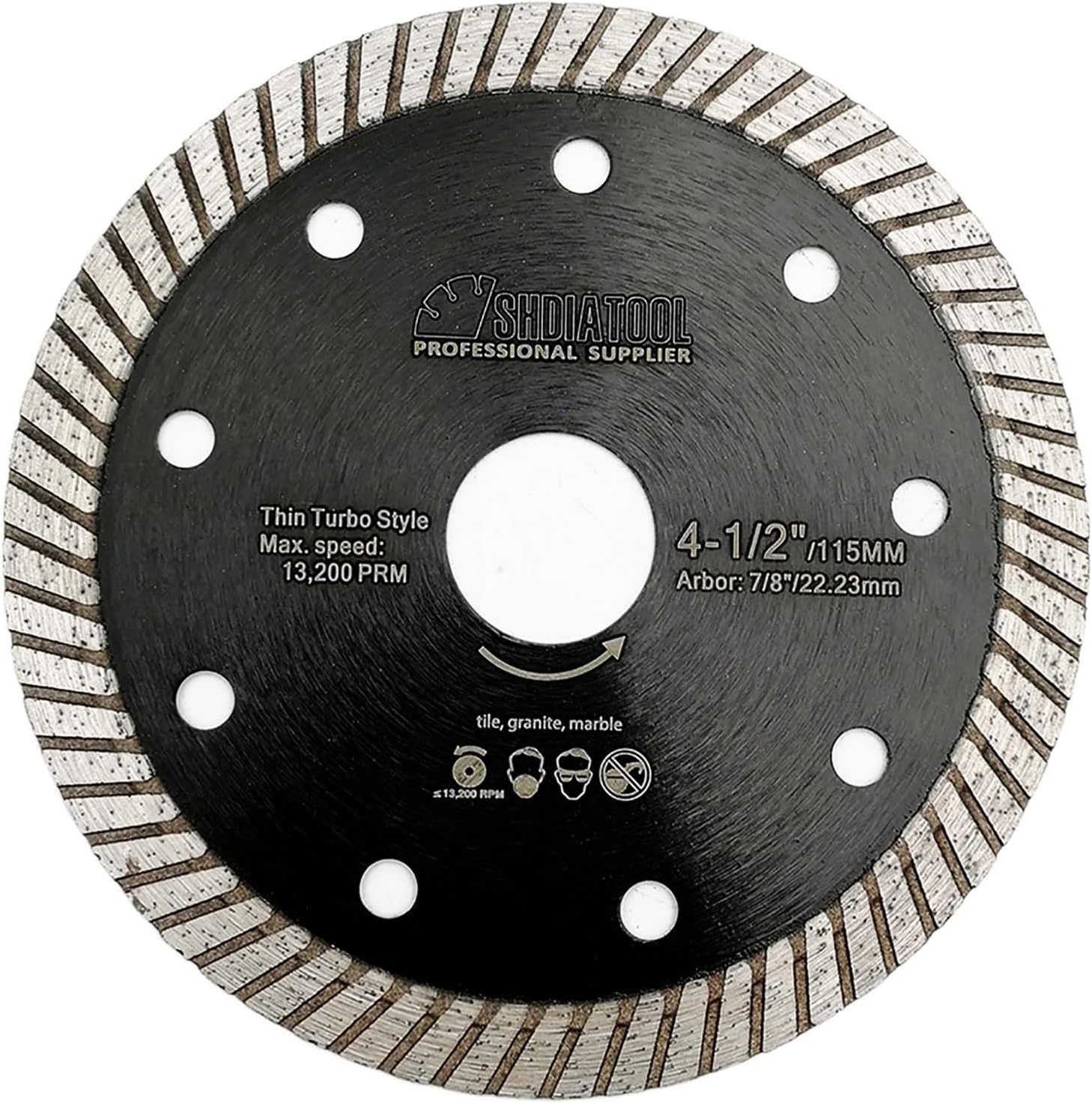 SHDIATOOL Diamond Turbo Blade 4.5 Inch Super Thin Cutting Disc for Porcelain Ceramic Tile Granite Dia 115mm