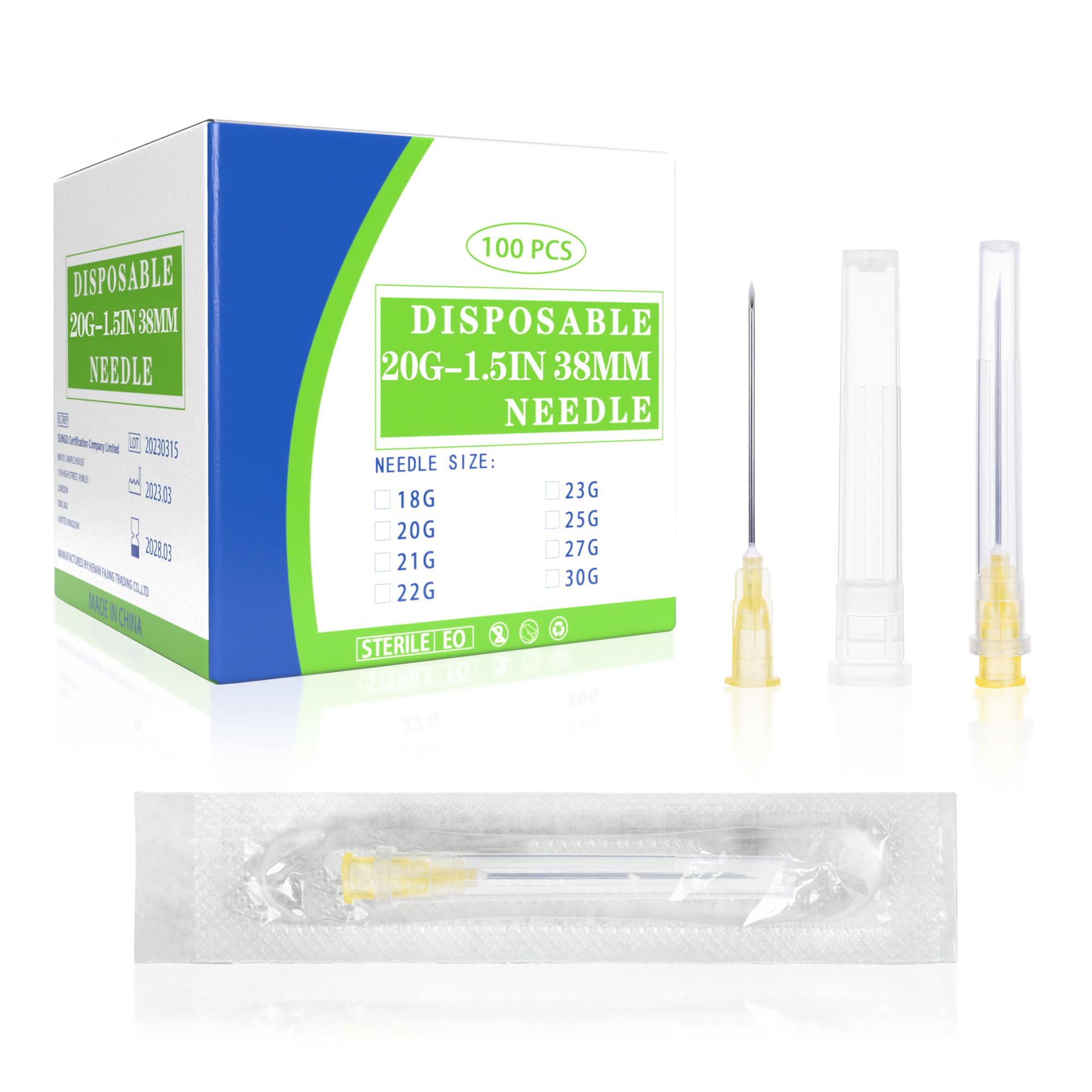 100 Pack 34 Gauge 5/32 Inch Needle, Sterile Luer Lock Needle for Scientific Lab and Industrial Dispensing with Cap, Disposable Individual Package — Amazon image 9