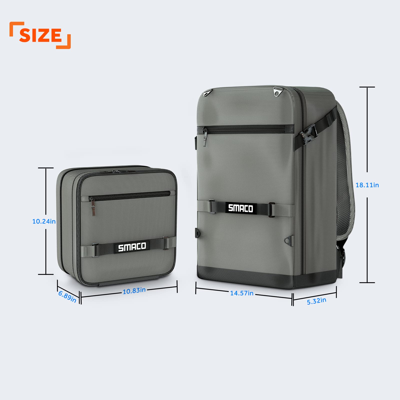 SMACO Mochila de buceo con bolsa pequeña desmontable, mochila de viaje para buceo, bolsa de buceo en seco para mini botellas de buceo, máscara de buceo, snorkel, aletas y más, gris, Portátil
