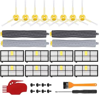 iRobot Roomba Replacement Parts for 800 900 Series 960 980 890 805 880 Roomba Accessories, 8 Roomba Filters, 8 Roomba Brushs Replacement, 2 Set of Multi-Surface Rubber Brushes iRobot Parts