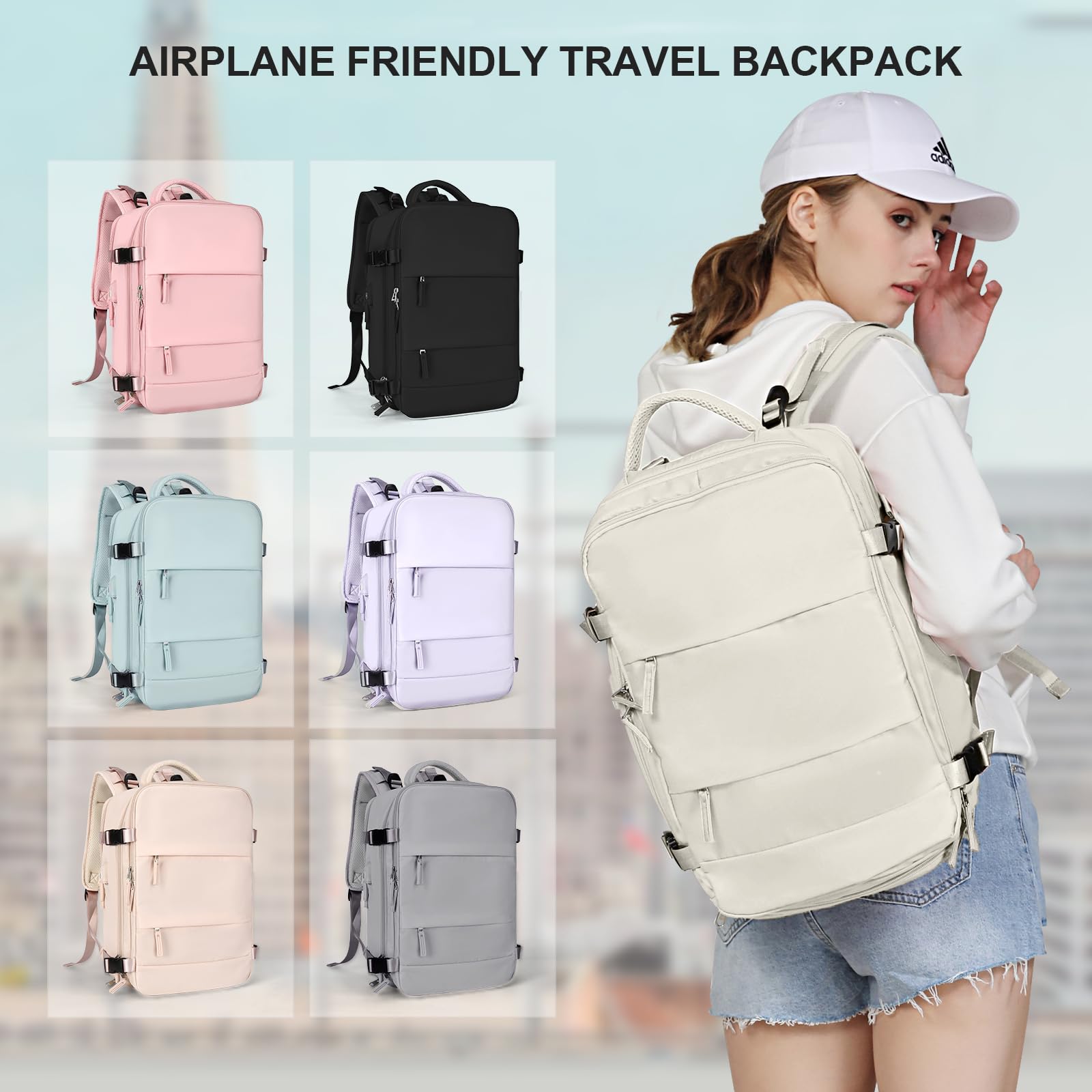 SZLX Zaino da viaggio grande da donna da escursionismo sportivo da esterno impermeabile da scuola casual laptop da 14 pollici con porta di ricarica USB scomparto per scarpe