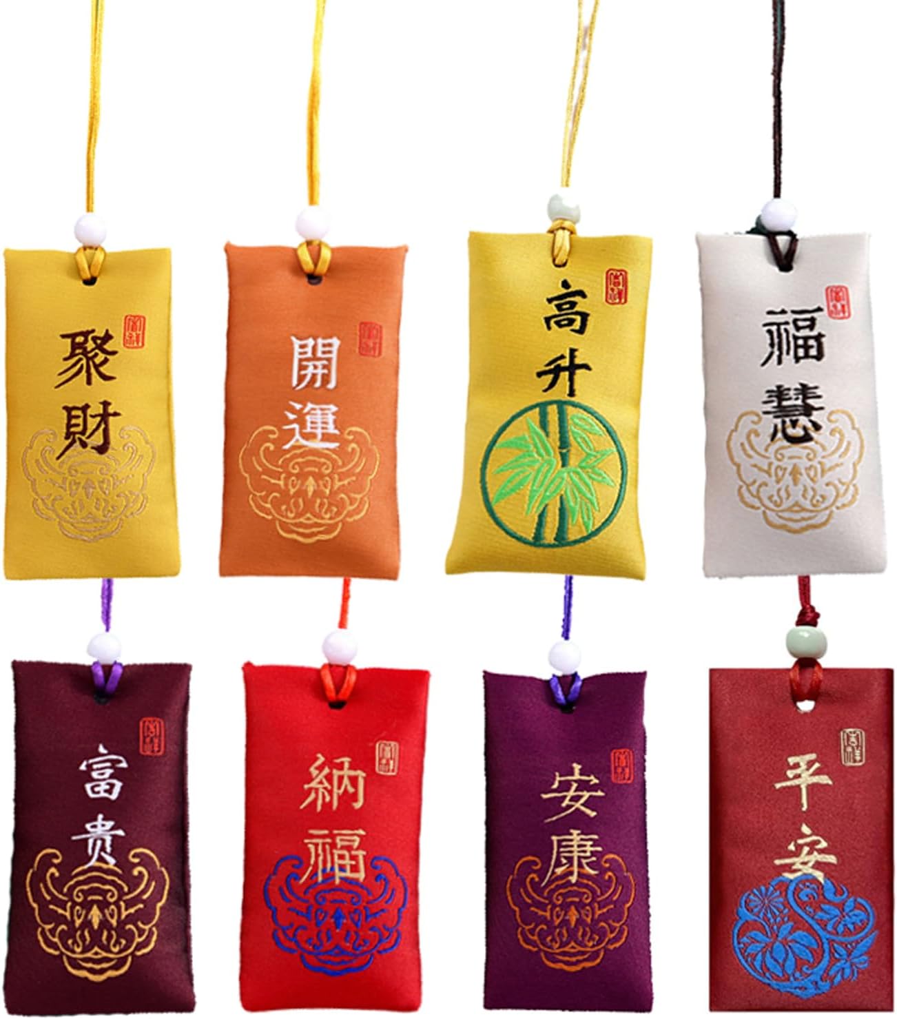 8PCS Spiritual Salt with Sachet, Buddhist Spiritual Salt Pouch Necklacespiritual Salt Pouch for Money, Classical Chinese Talisman, Spiritual Salt Pouch Necklace from China (A)