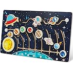 Zeoddler Movable Solar System Puzzle for Kids 3-6, Wooden Space Toys, Planets for Kids Preschool Learning Activities, Gift for Boys, Girls