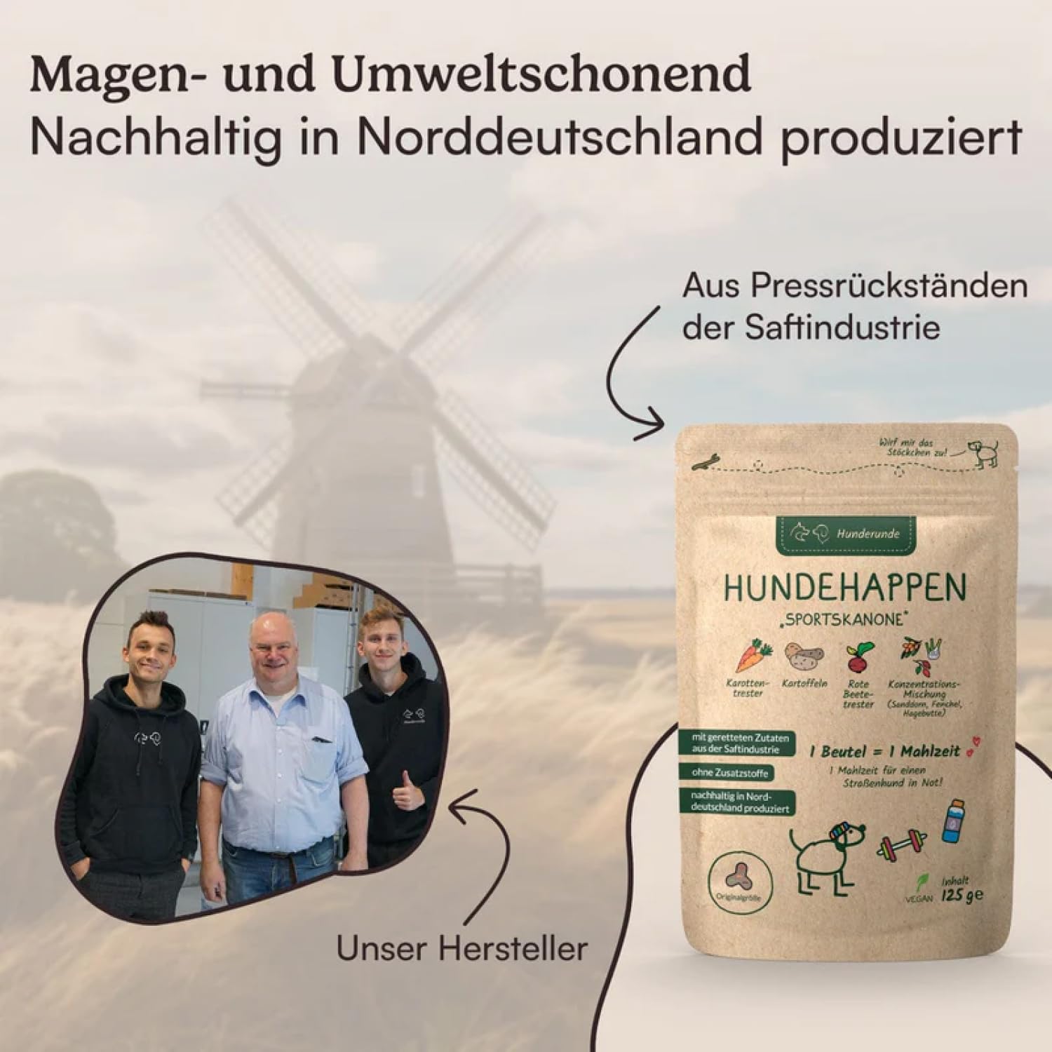 Hunderunde – Hundehappen Sportskanone 6×125g – vegane Hundeleckerli für Training & Spaziergang – fettarm & proteinarm – mit Rote Beete & Fenchel – getreidefrei – ideal bei Sensitivität – Hundesnack