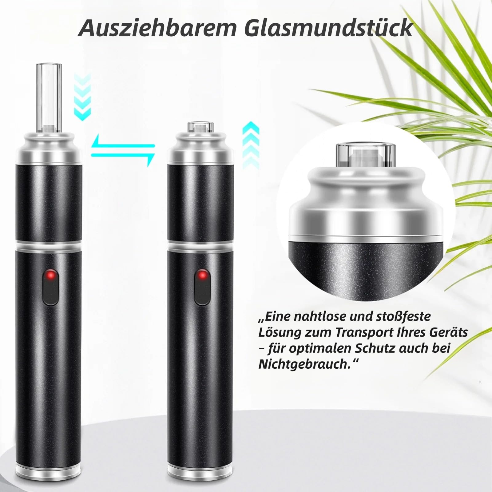 Kräuter Vaporizer aus Vollmetall | Premium Konvektions-Verdampfer mit Ausziehbarem Glasmundstück & Quarz-Heizkammer & Ein-Knopf Bedienung | Sauber & Intensiv(EX-PEN)