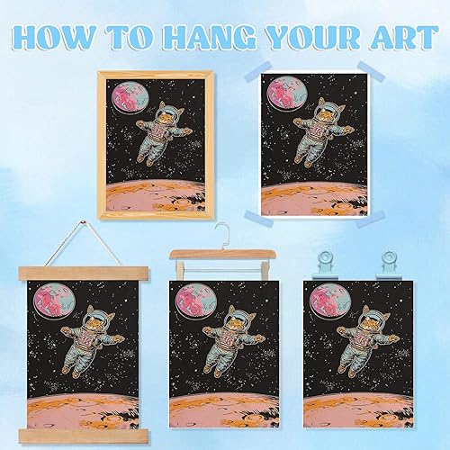 Miniatura 7 de IZTAWEY Lienzo retro para pared, póster de los años 80, diseño de gato espacial, gato, arte en lienzo, decoración de pared, impresión de pared,