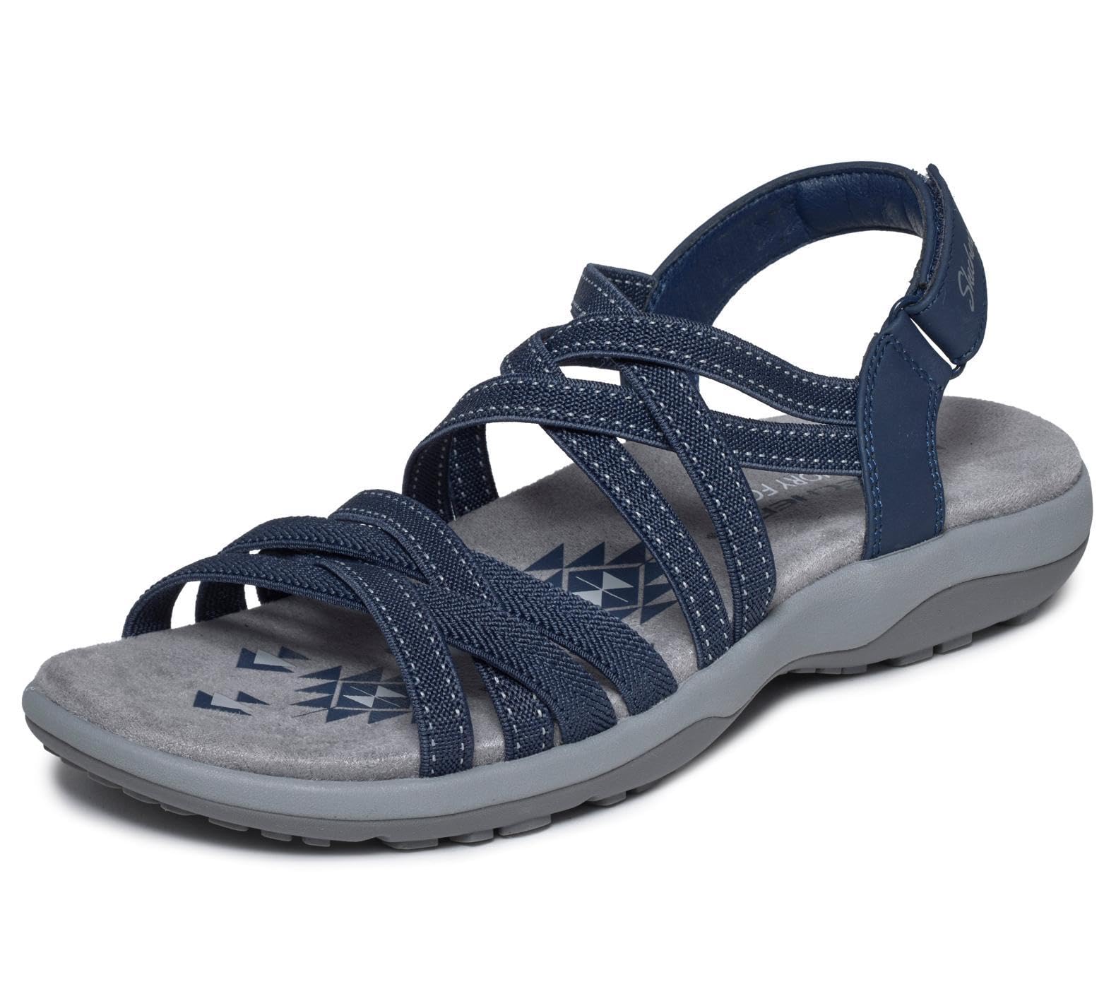 Skechers Women's Reggae Slim Summer Getaway Trainers, Navy, 3 UK
