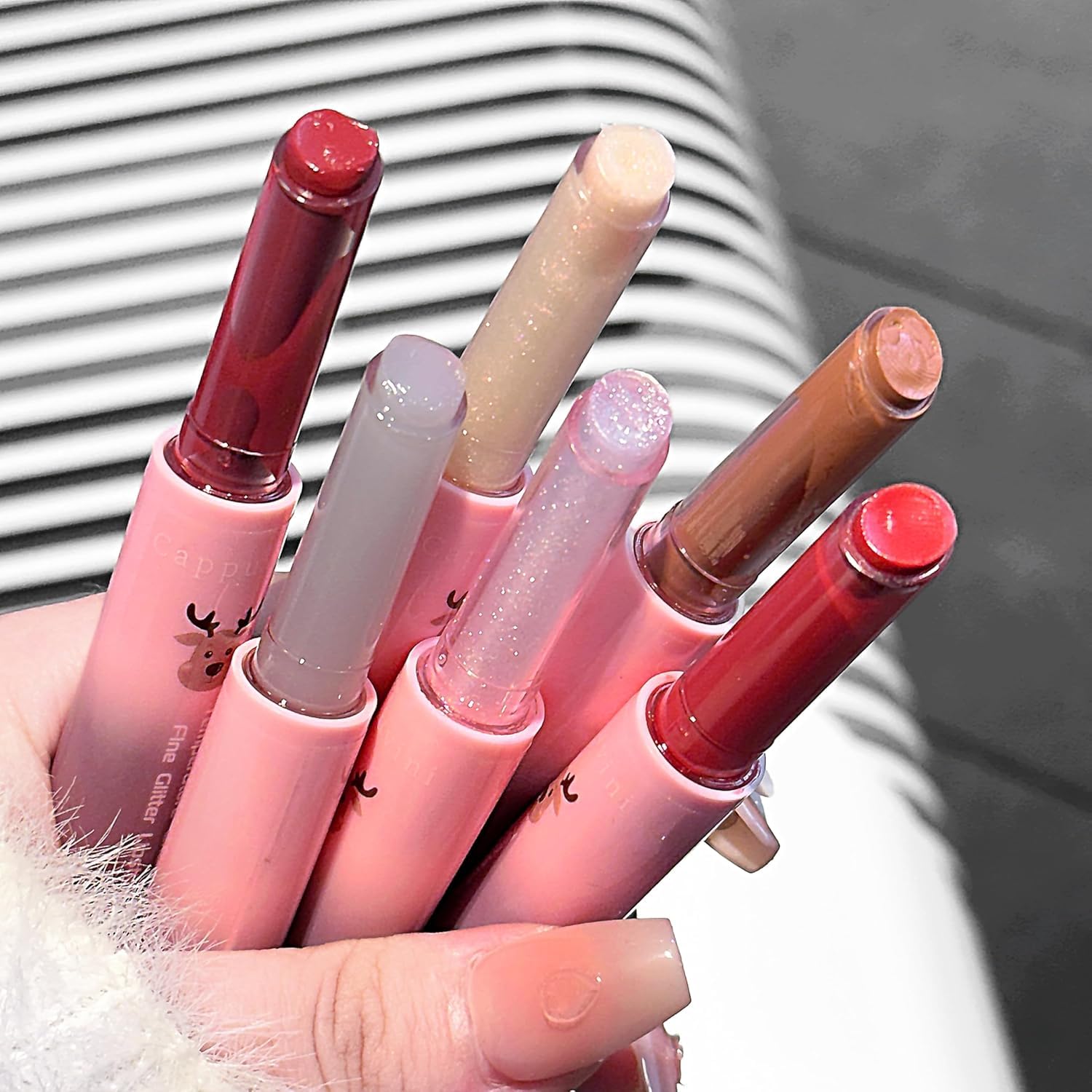 Cappuvini Temperature Changing Fine Glitter Lipstick | Light Texture with Sparkle | Sensitive Color Changing Technology | Pigmented Shades Baby Pink Rose Tide Peach Nude | Non-Greasy Moist Submissive Feel | Reindeer Design Tubes for Girls Teens Beauty Makeup Lovers (06# Flashy Powder Plum, 1.8g)-image-39