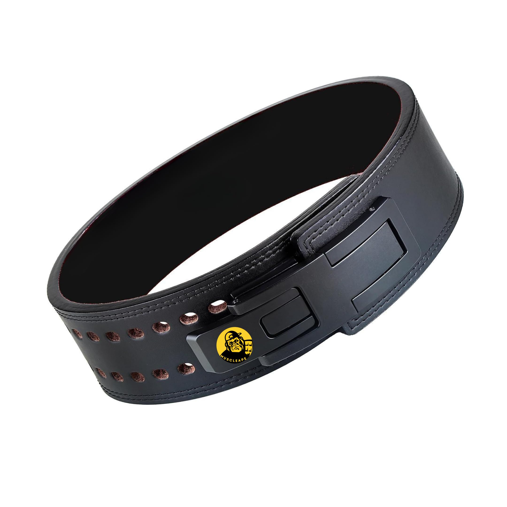 10mm Lever Belt. 4" Wide Genuine Leather. Quick-Release Steel Alloy Lever. Adjustable Powerlifting Belt With Lifetime Brand Warranty. Hard Leather For Professional Athletes. (M)-image-21