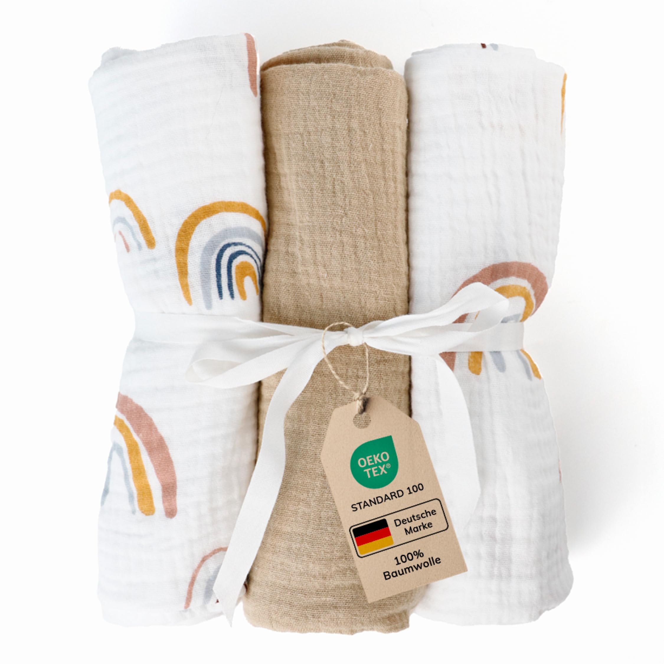 MYLILY | Mulltücher 3er Set | Mulltücher Baby | Musselintücher Baby | Spucktücher | Spucktuch 100% Bio-Baumwolle