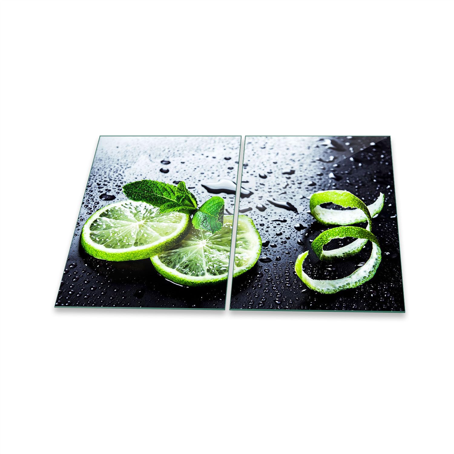Herdabdeckplatte Ceranfeld Abdeckung 2-Teilig 80x52 Lemon Grün Sicherheitsglas Glasschneidebrett