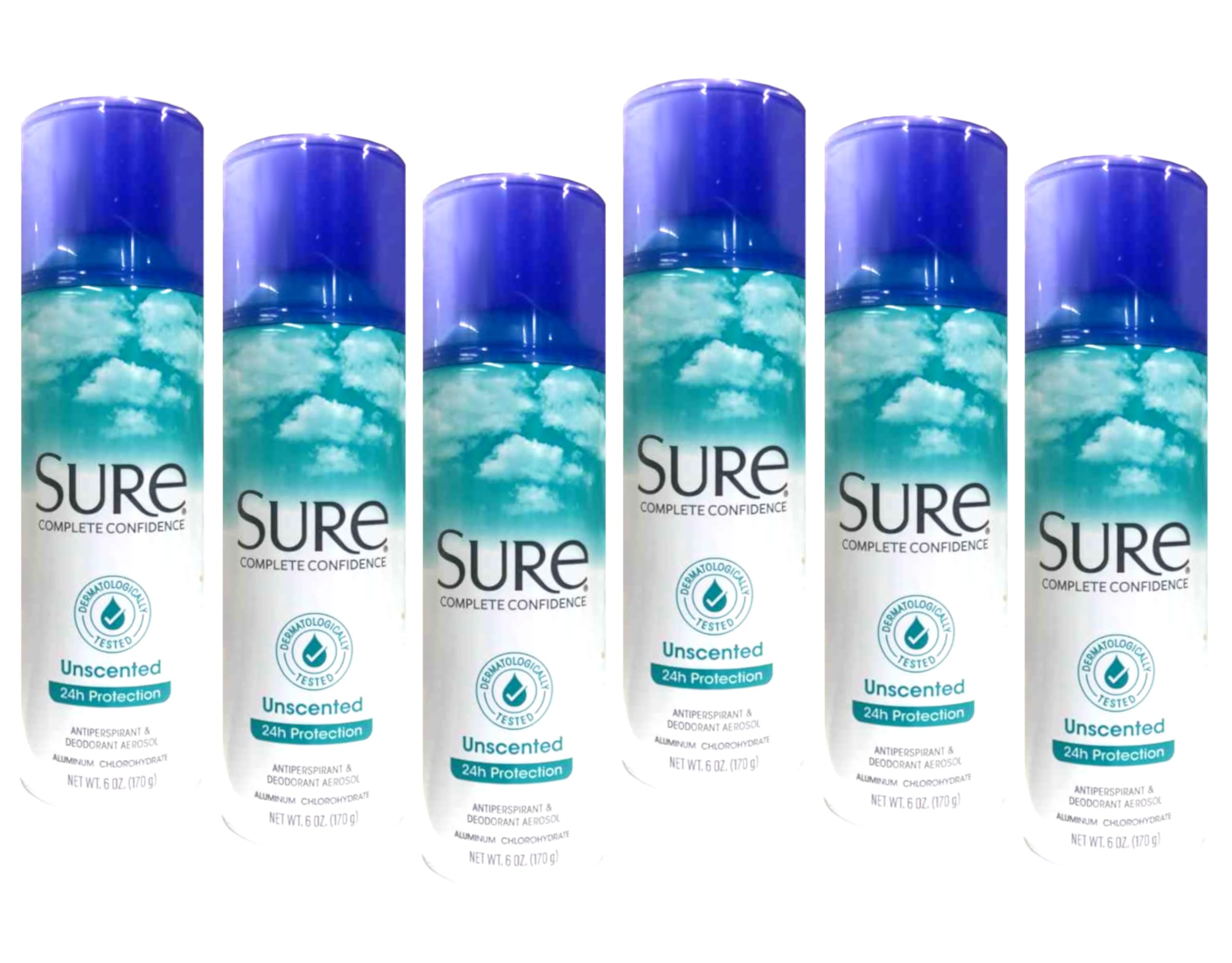 Sure Deodorant 6 Ounce Aerosol Unscented (177ml) (6 Pack)