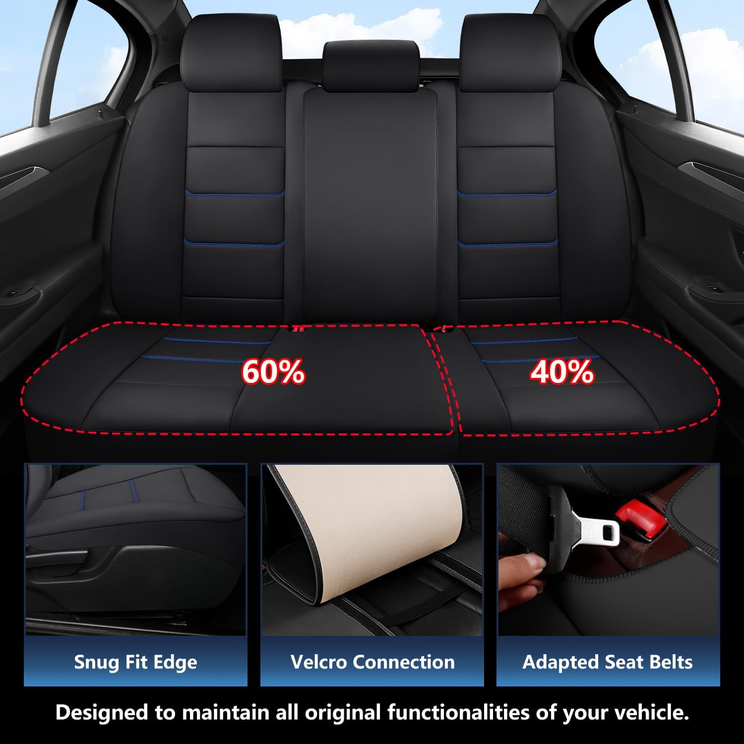 Toyota Tacoma Seat Covers 2016-2023,Truck Seat Covers for Tacoma 2016 2017 2018 2019 2020 2021 2022 2023 Double & Crew Cab SR SR5 TRD Sport TRD Off-Road TRD Pro (Black & Blue, (2016-2023) Full Set)