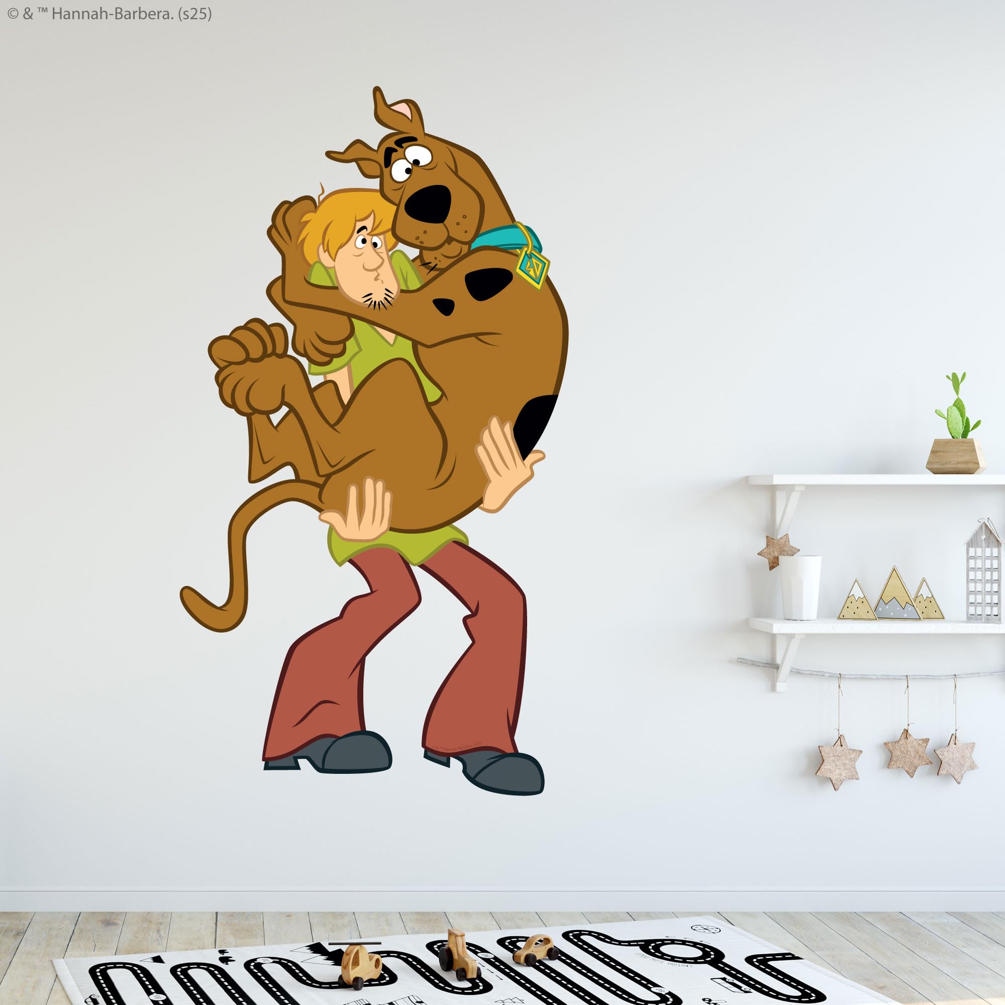 Themed Multicolour Scooby-Doo Wall Sticker - Shaggy Holding Scooby Doo Decal Wall Art (60Cm Height X 35Cm Width)