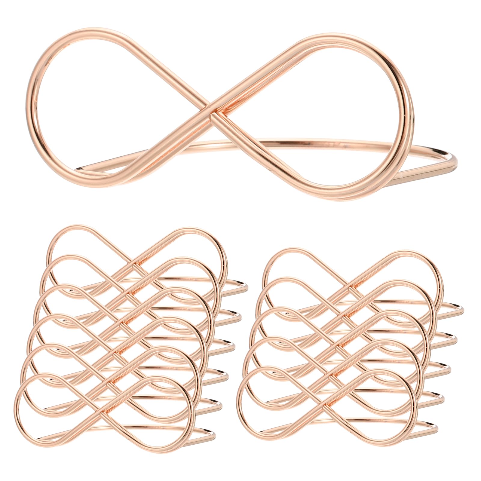 PATIKIL Place Card Holder, 12 Pack Metal Number Eight Shape Memo Clip Holder Stand with Heart Clasp Table Number Holders for Pictures Photos Note Card Paper Food Sign, Rose Gold