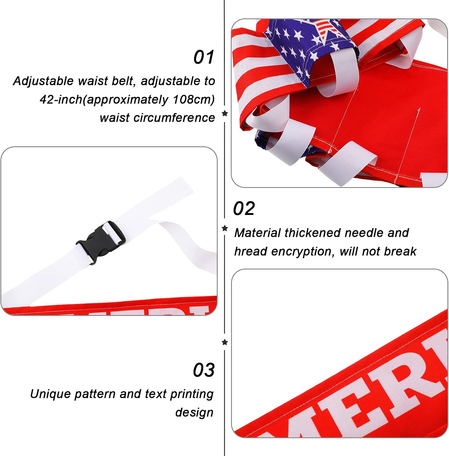 Weewooday 6 Pack Patriotic 4th of July Beer Belt USA Americana Adjustable Independence Day Beer Beverage Belt Holder for 250 Year Anniversary Men Novelty Picnic Party