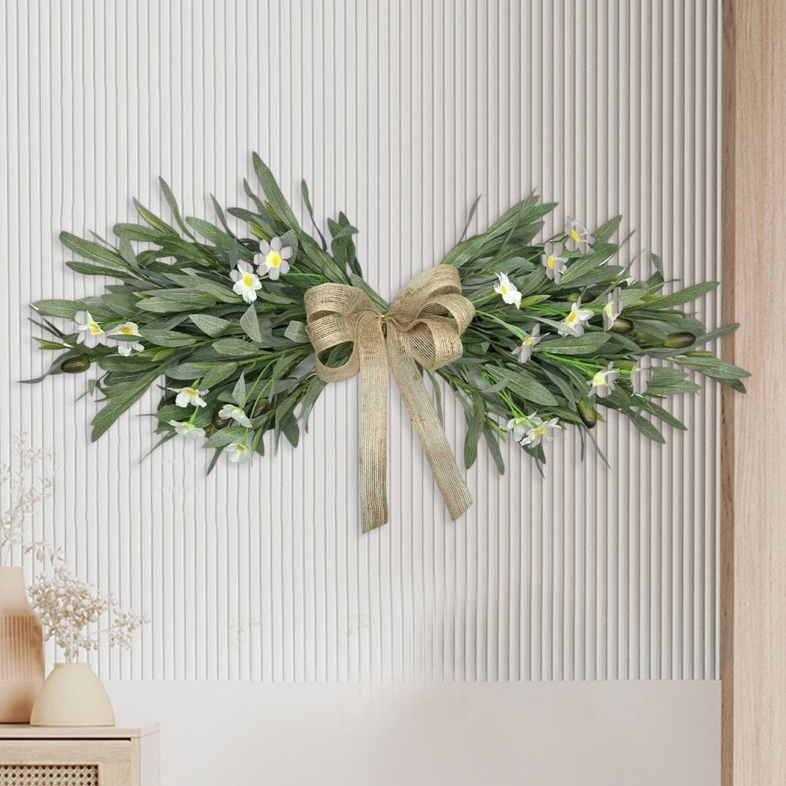 Ghirlanda di fiori artificiali, ghirlanda di margherite d'ulivo, ghirlanda di verde da appendere alla porta, per ufficio, camera da letto, esterno, festa, San Valentino, ghirlande estive da appendere