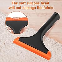 Vista 3 de Removedor de pelo de silicona para mascotas, rastrillo de goma para mascotas, removedor de pelo de gato y perro, con mango largo de 8 pulgadas