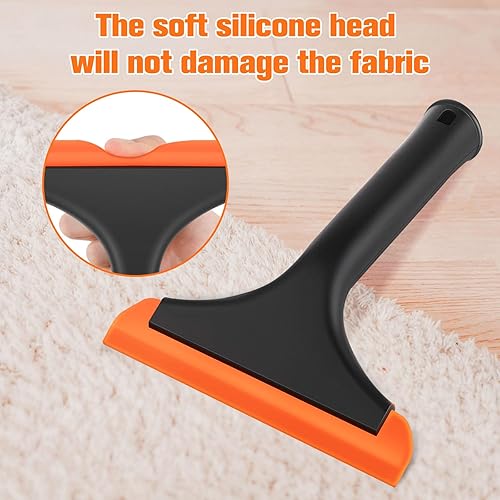 Miniatura 3 de Removedor de pelo de silicona para mascotas, rastrillo de goma para mascotas, removedor de pelo de gato y perro, con mango largo de 8 pulgadas,