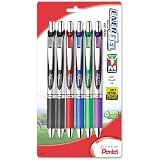 Pentel EnerGel RTX Retractable Liquid Gel Pen, (0.7mm), Medium Line, Metal Tip, Assorted Colors, Pack of 6 (BL77BP6M) – view 1
