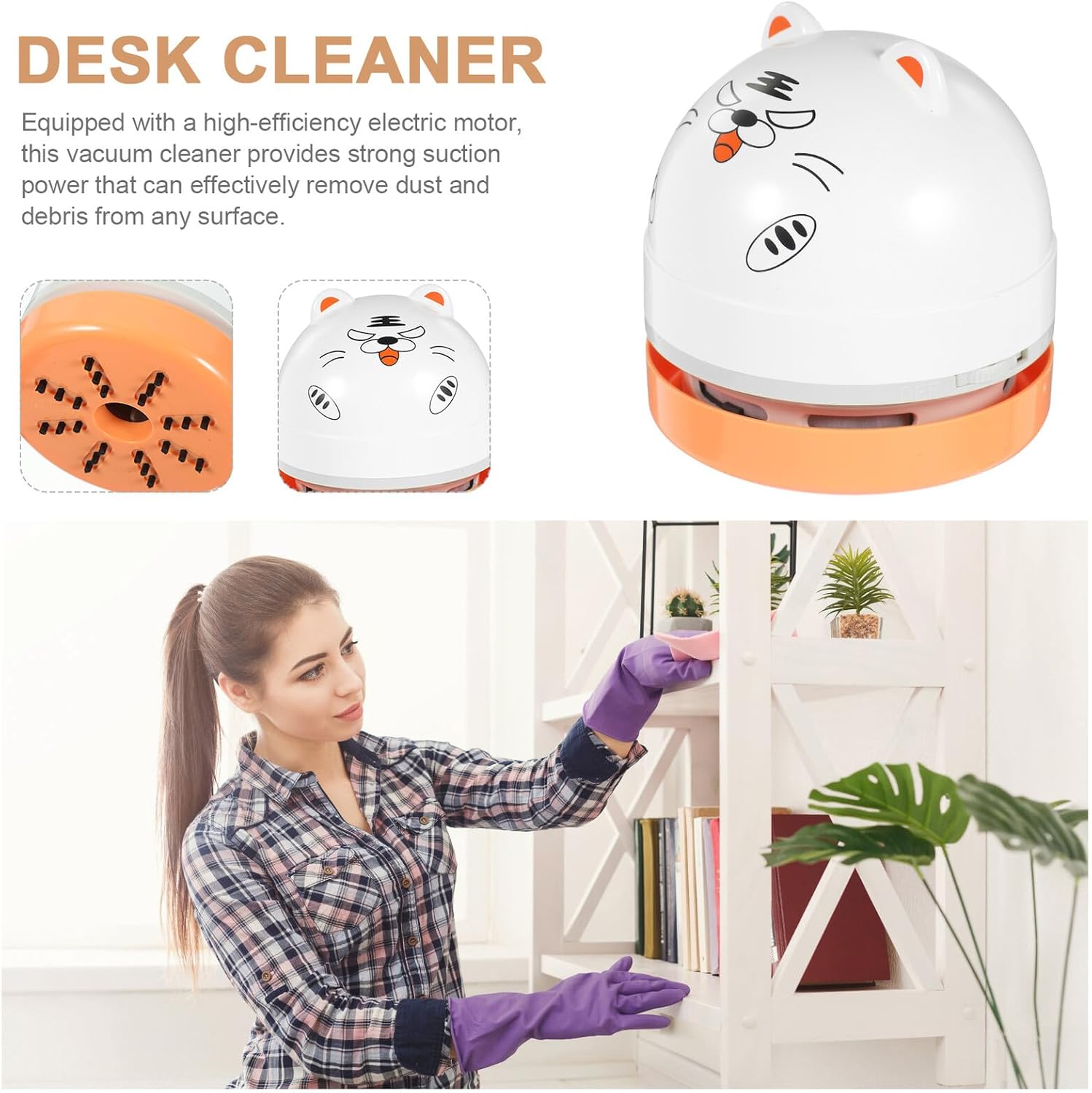 Portable Mini Vacuum Cleaner Desk Vacuum Compact Tabletop Dust Remover for Office Car Home Lightweight Handheld for Pet Hair Crumbs Keyboard Cleaning