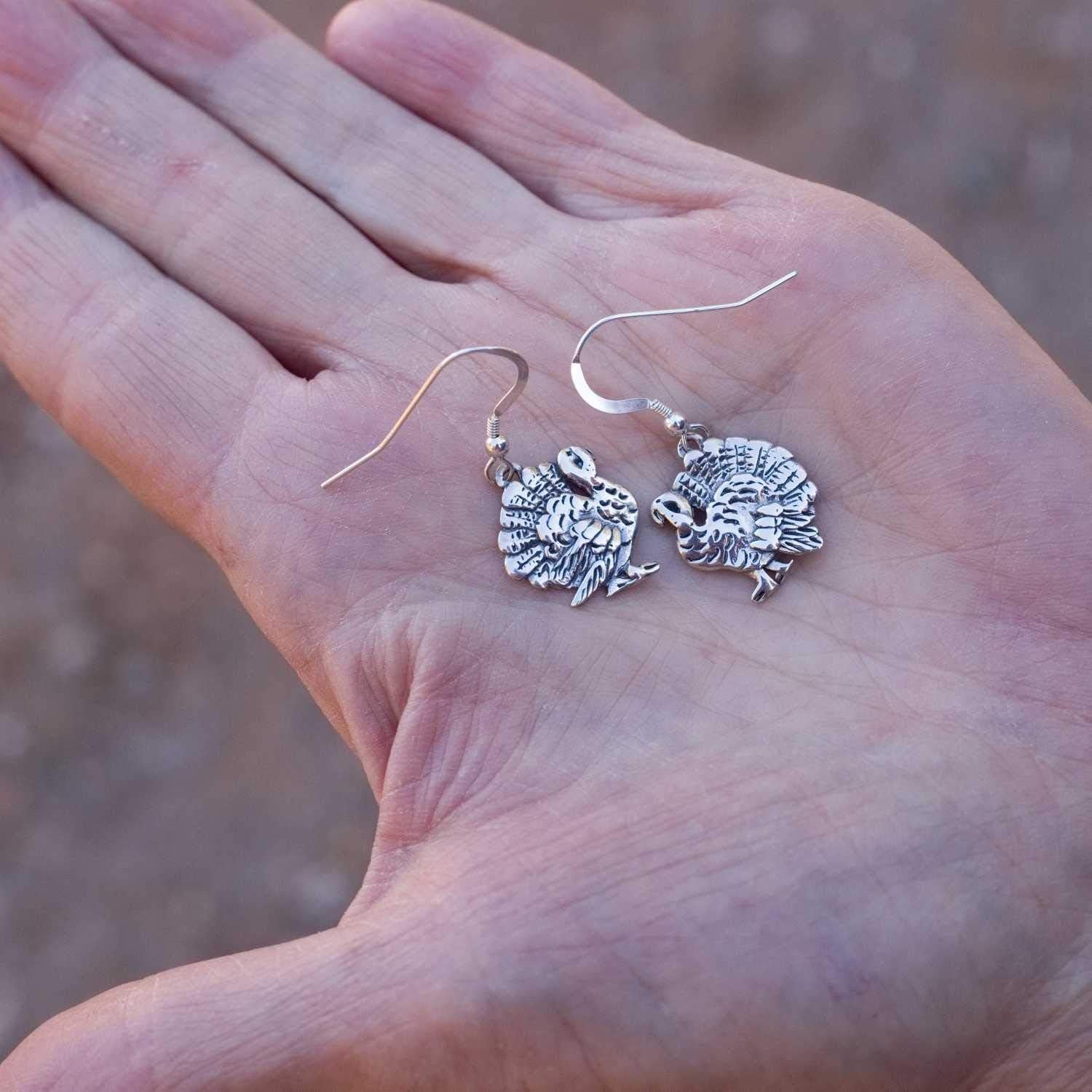 Sterling Silver Turkey Earrings - Thanksgiving gifts for Women