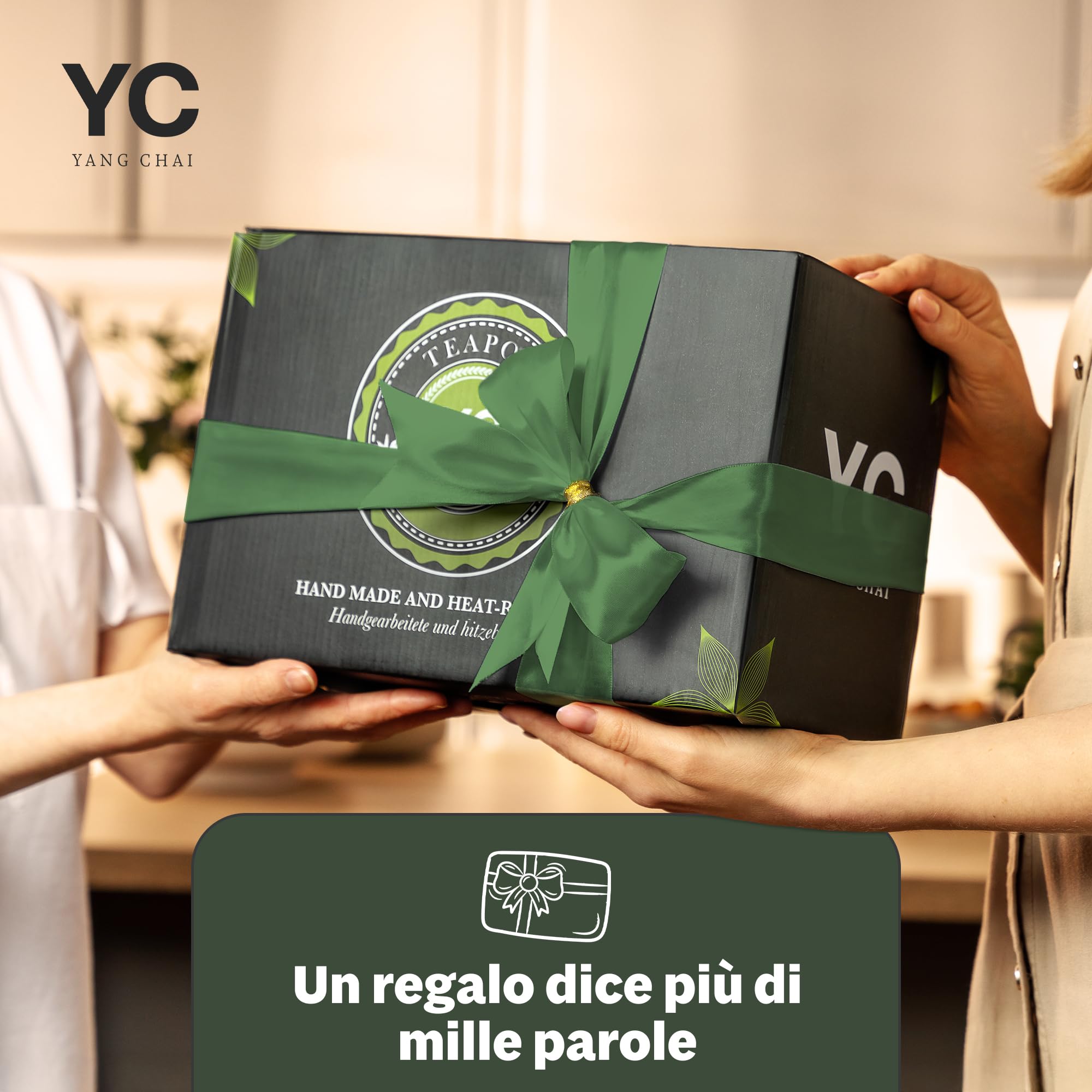 YC Yang Chai YC TREE - Teiera con fornelletto, in ceramica nera opaca, 1,3 l, teiera con filtro – antigoccia e resistente al calore – teiera in ceramica fatta a mano – calore duraturo