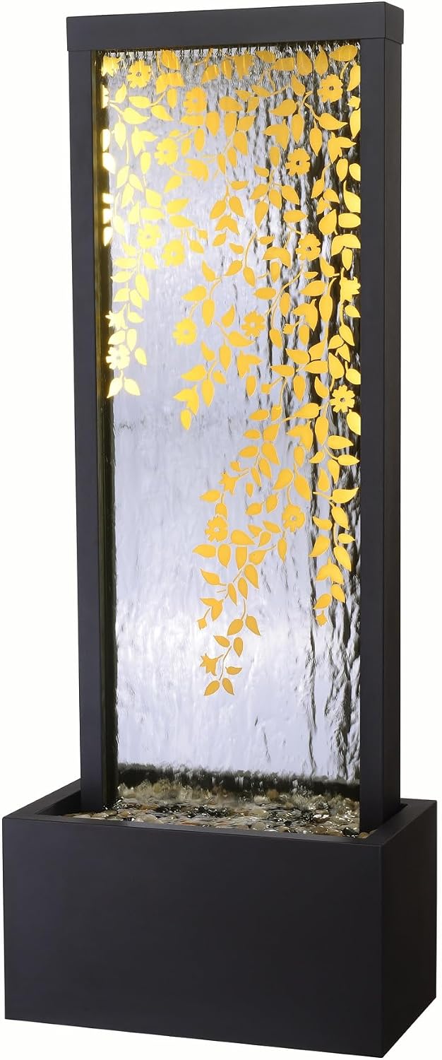 Enchanting Reflections - Outdoor Metal Leaves Mirror Fountain