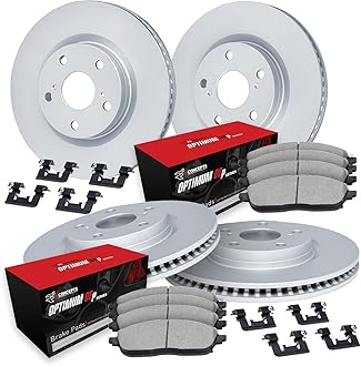 R1 Concepts Front and Rear Brake Kit For 2020-2022 Land Rover Defender| Blank Brake Rotors| Optimum OEP Brake Pads and Rotors Kit| Hardware included