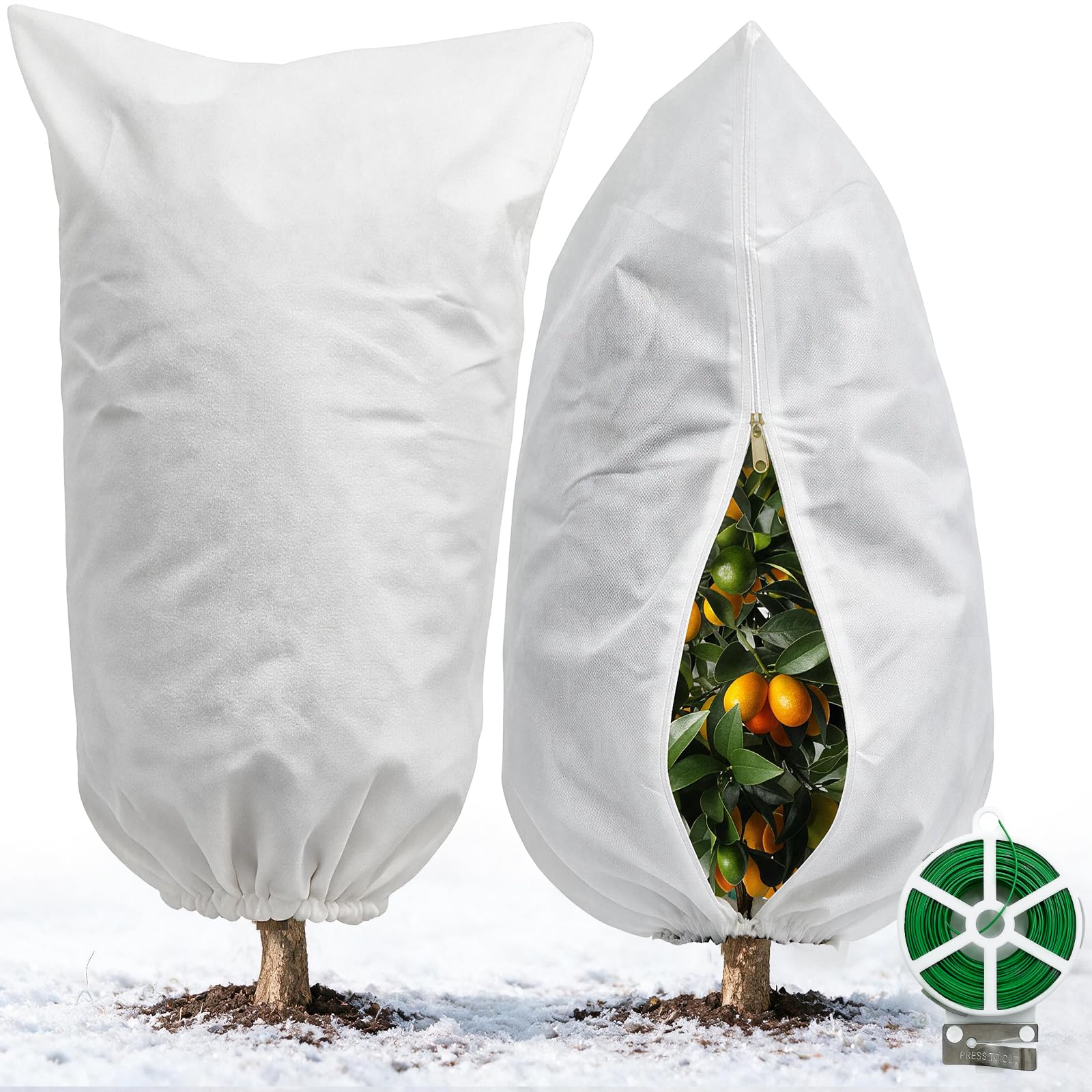 Garden Fleece Frost Protection, 2 Pack 100×120cm Horticultural Plant Covers