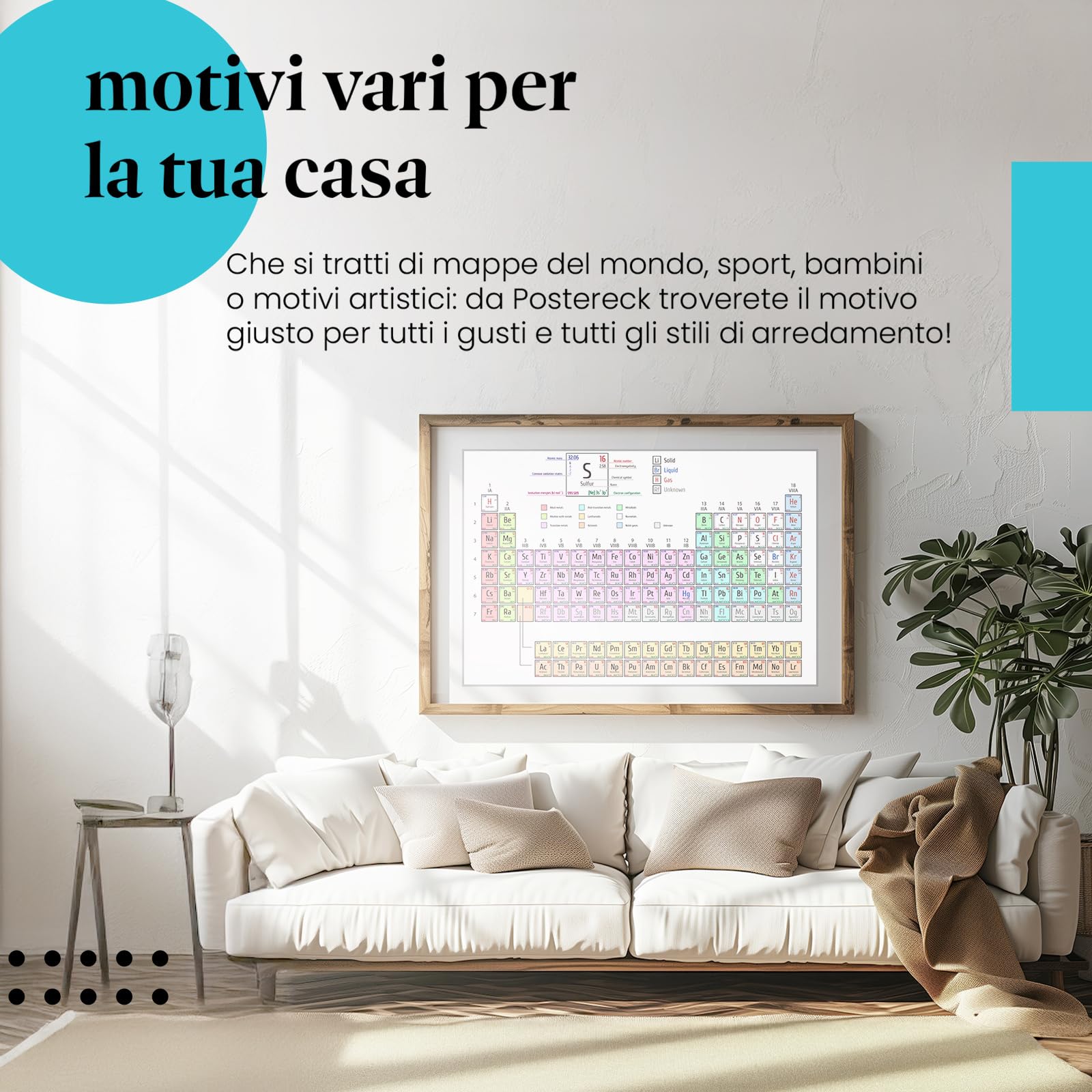 Postereck - 1150 - Tavola periodica, chimica scuola studio elementi - Decorazione Aula Scolastica, Materiale Didattico, Insegnamento, Lezione - Tela - 100,0 cm x 75,0 cm