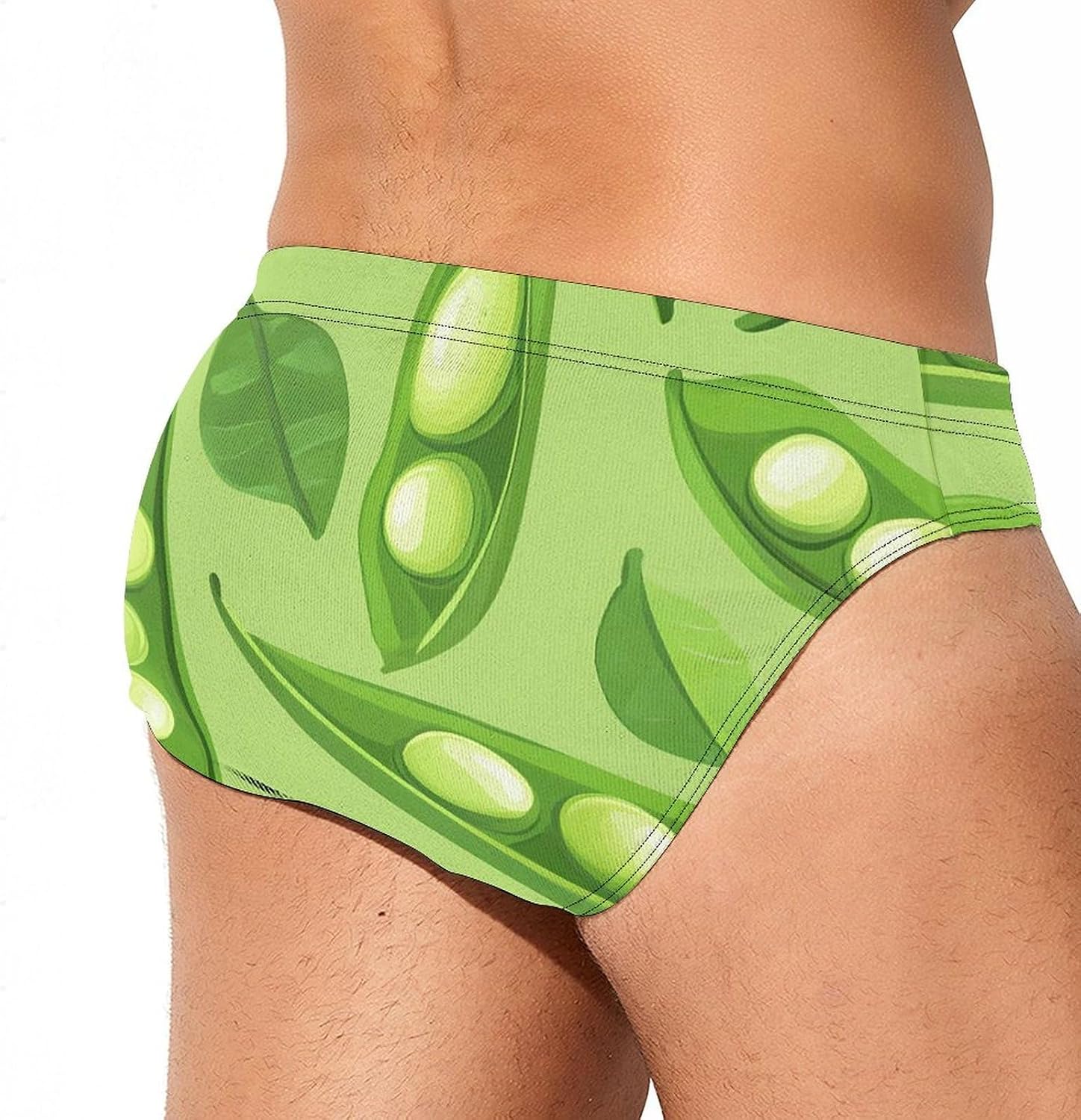 Pea Pod Green Leaves Mens Swim Briefs Print Bikini Swimwear Sport Swimsuit Surf Shorts Trunks