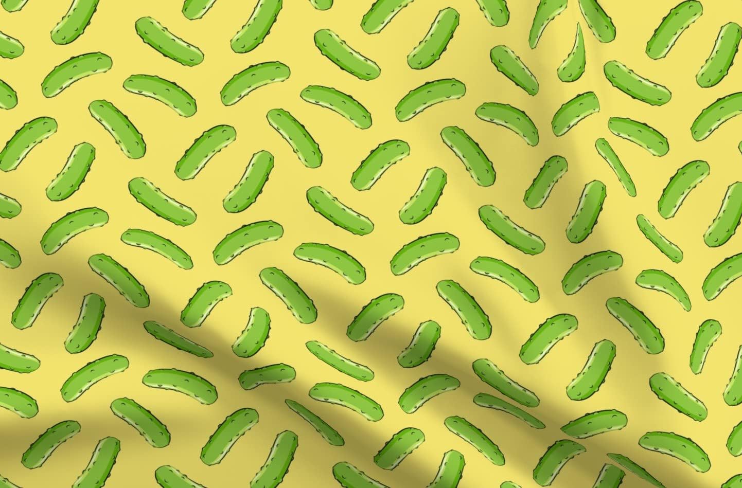 Spoonflower Fabric - Pickles Yellow Green Trendy Little Arrow Kids Food Printed on Organic Cotton Sateen Fabric by The Yard - Sewing Quilting Apparel Home Decor