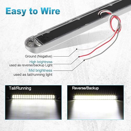 Miniatura 6 de Partsam 2 barras de luz LED blancas de 17 pulgadas para remolque de camión, 40 lentes transparentes LED, doble fila, sellada blanca de 17 pulgadas,