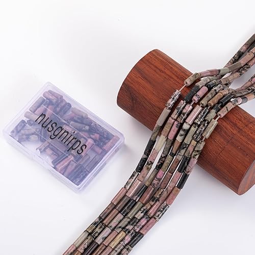 Miniatura 6 de Cuentas de tubo cilíndrico de rodocrosita natural, 0.157x0.512 in, 15.0 instr sueltas semi piedras preciosas para hacer pulseras, collares, aretes