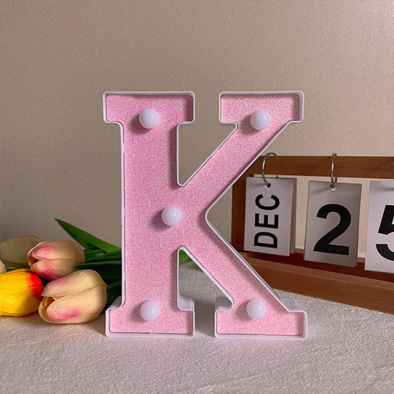 LED Light Up Letter K - 6.3inch Pink Letter Light for Birthday & Party โ image 1
