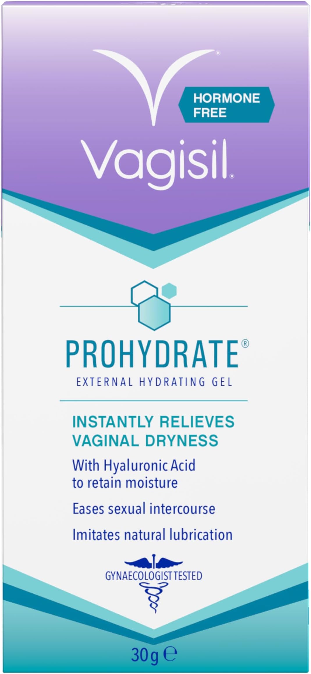 VAGISIL ProHydrate External Hydrating Gel, Intantly Relieves Vaginal Dryness Daily with Hyaluronic Acid to Hydrate and Retain Moisture, Hormone Free, 30 g
