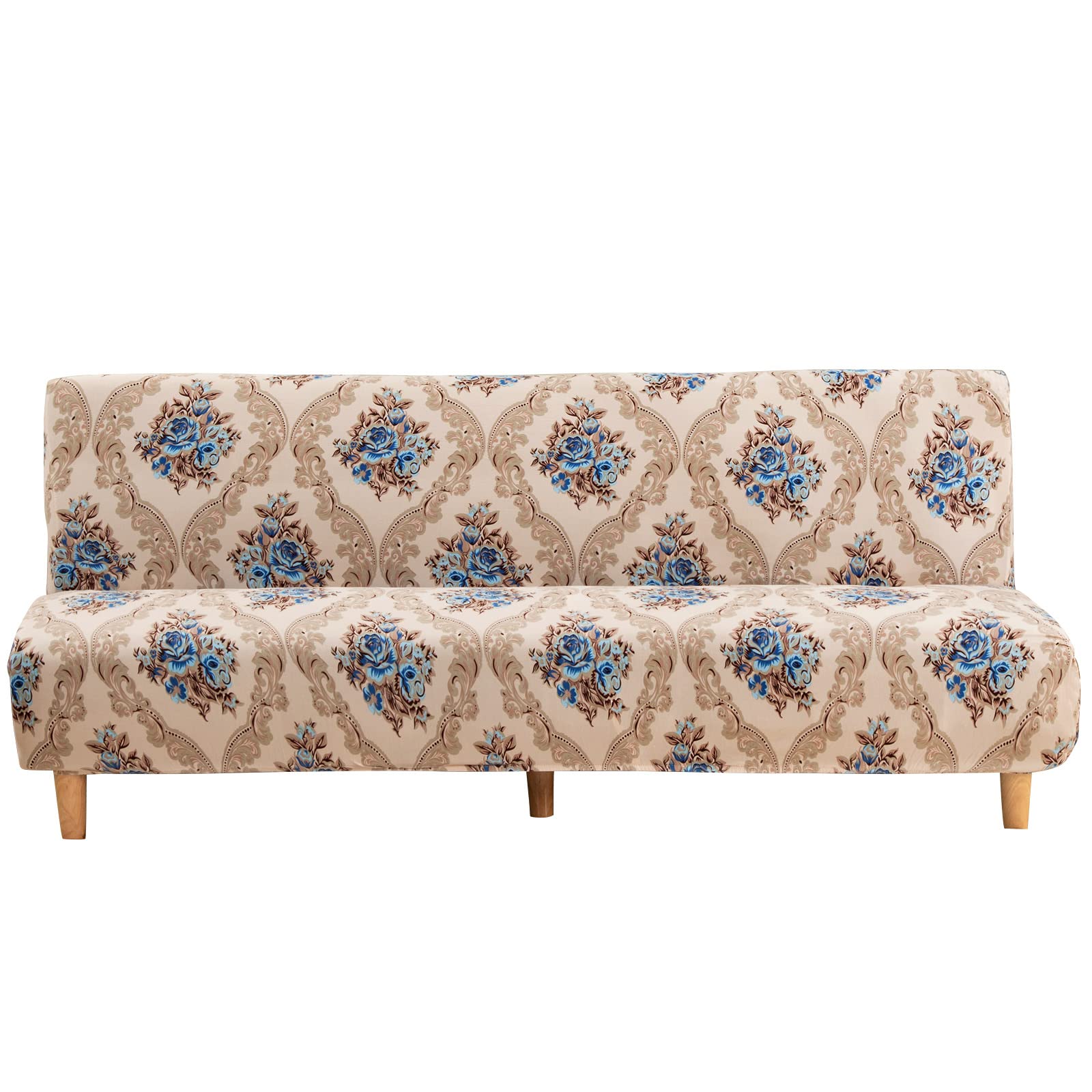 MIFXIN Armless Futon Slipcover Folding Sofa Cover Stretch Elastic Washable Fabric Couch Sofa Bed Furniture Protector Slip Cover for Living Room Kids