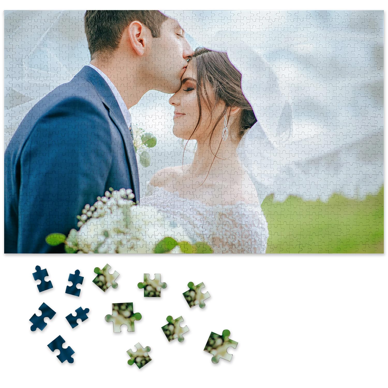 Personalised Jigsaw Puzzles for Adults 1000/500/300/200/70/35 Pieces,Wooden Custom Puzzle Frameless,Personalised Gifts for Family,Pet,Wedding,Birthday,Valentine's Day,Holiday Memory(1000 PCS)