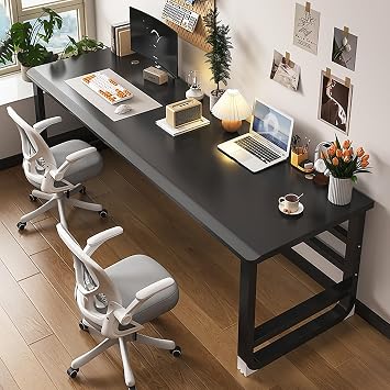 Computer Desk Thick Top, with Sturdy Steel Frame PC Table, Modern Home Office Writing Table, Easy Assembly Study WorkstationBlack,31.4in/80cm