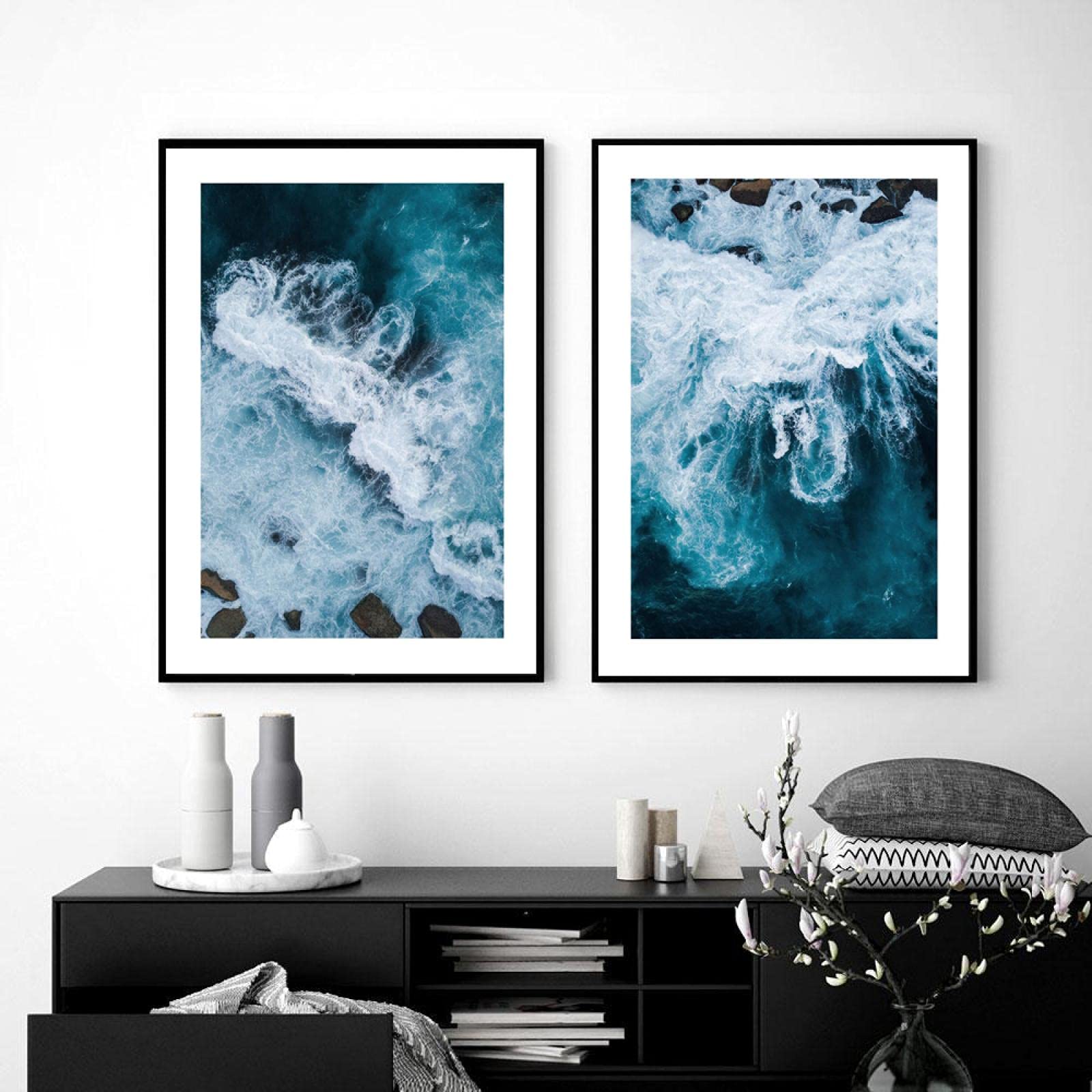 Impression sur toile mer bleu grand format salon déco moderne - 6