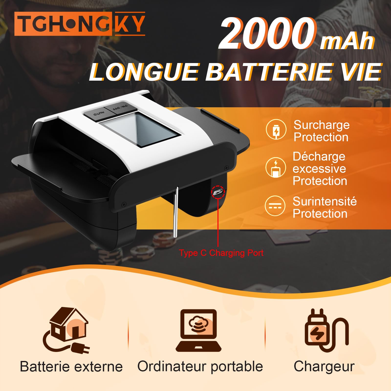 1-2 Jeux de Cartes mélangeur de Cartes,Type-C Mélangeur De Cartes, Card shuffler,Machine à Mélanger pour UNO/Poker/Blackjack (Rechargeable)