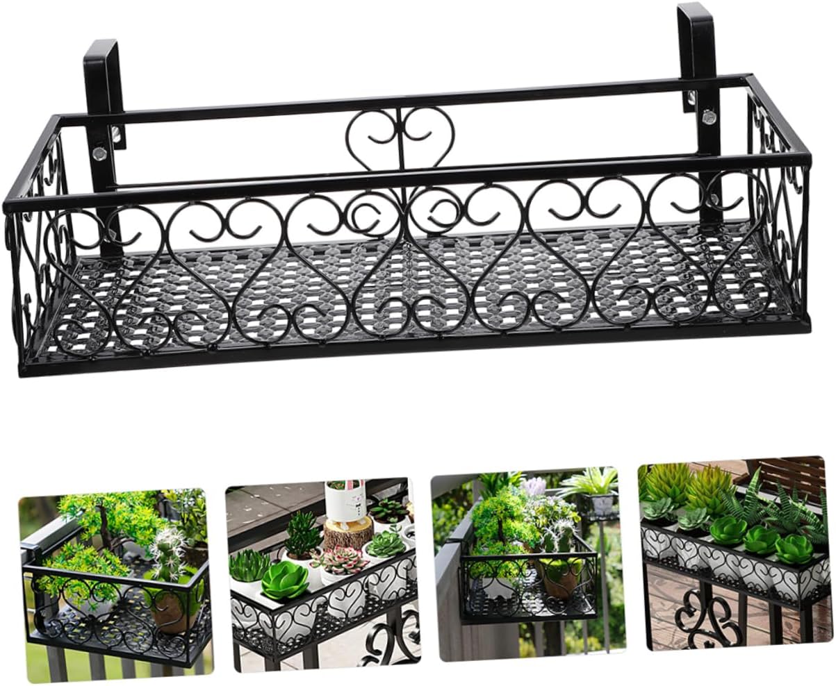 Wall-Mounted Flowerpot Display Rack Suspended Flower Stand for Balcony and Indoor Use Smooth Surface Durable Design for Plant Pot Holder and Decoration Black