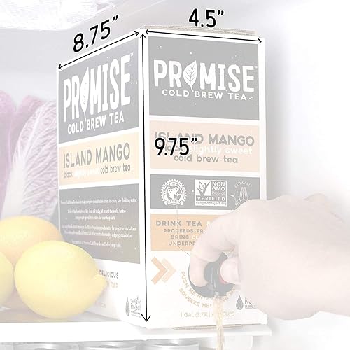 Miniatura 8 de Promise Beverages Slightly Sweet Island Mango Cold Brew Tea On Tap (1 galón128 onzas líquidas) Líquido en bolsa certificada por Rainforest Alliance,