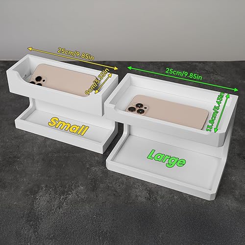 Miniatura 3 de NiHome Organizador Grande de Mesita de Noche de Madera para Montar en la Pared, Estantes de Almacenamiento Dobles y Ganchos Magnéticos, Estante de