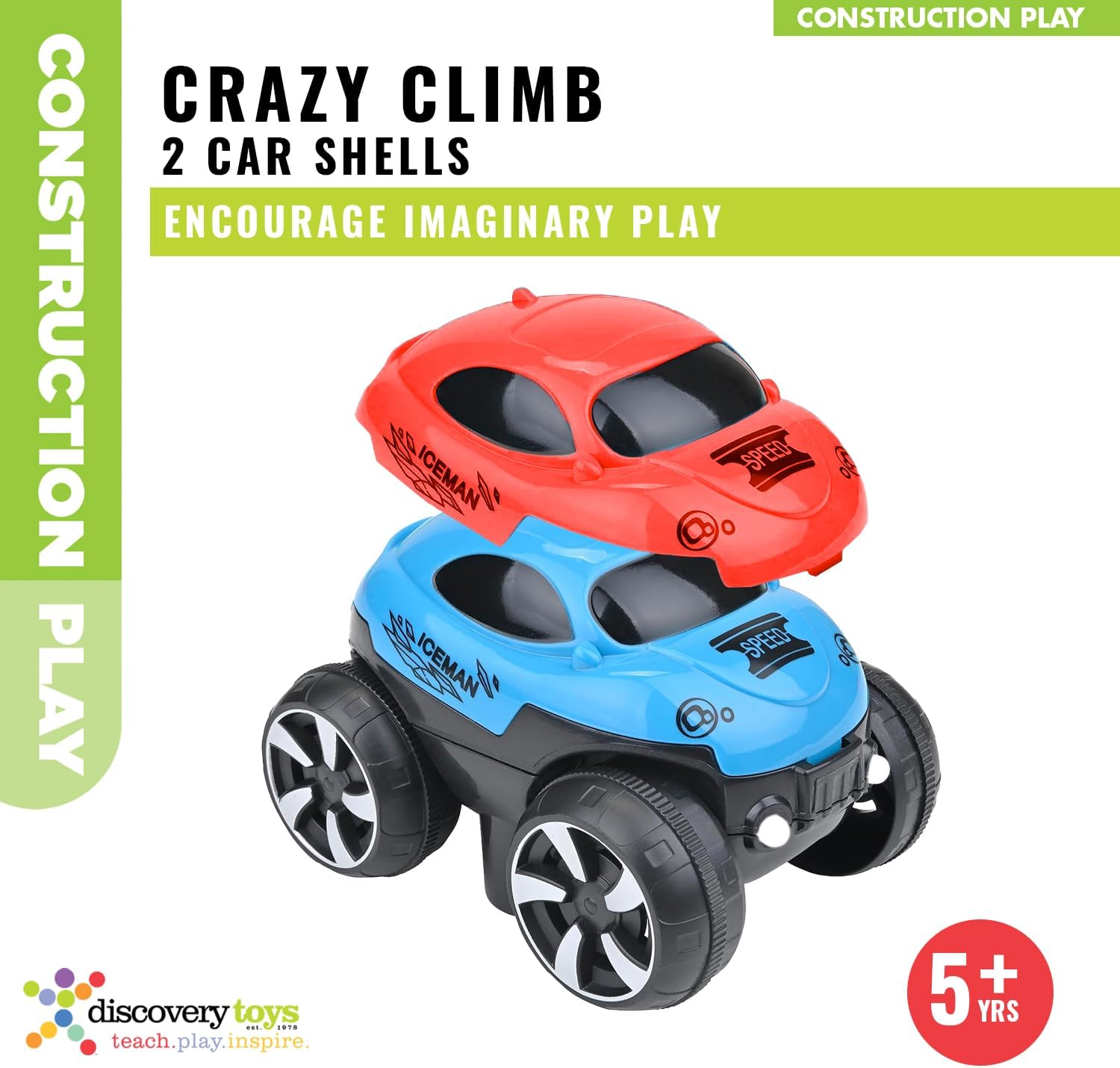 Discovery Toys – Crazy Climb Track | Car Track Set with LED Light-Up Race Car | Interchangeable Car Shells | Multicolor Flexible Changeable Track | Custom Racetrack Toy | 5+ yrs